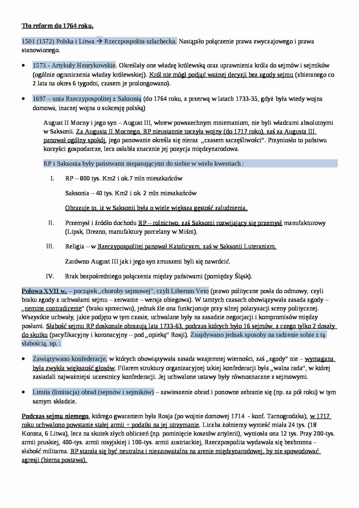Tło reform do 1764 roku - strona 1