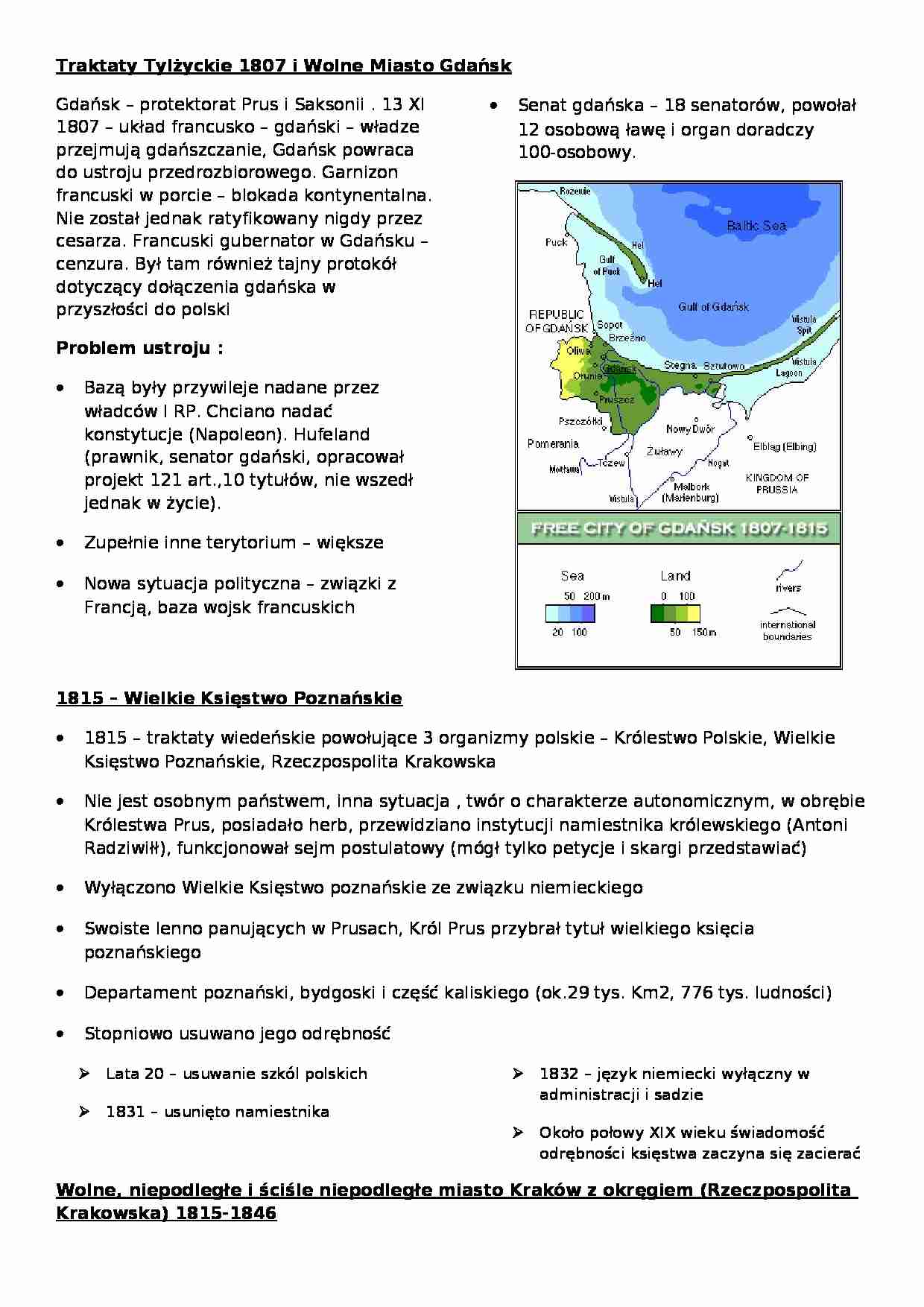 Traktaty Tylżyckie i Wolne Miasto Gdańsk - strona 1