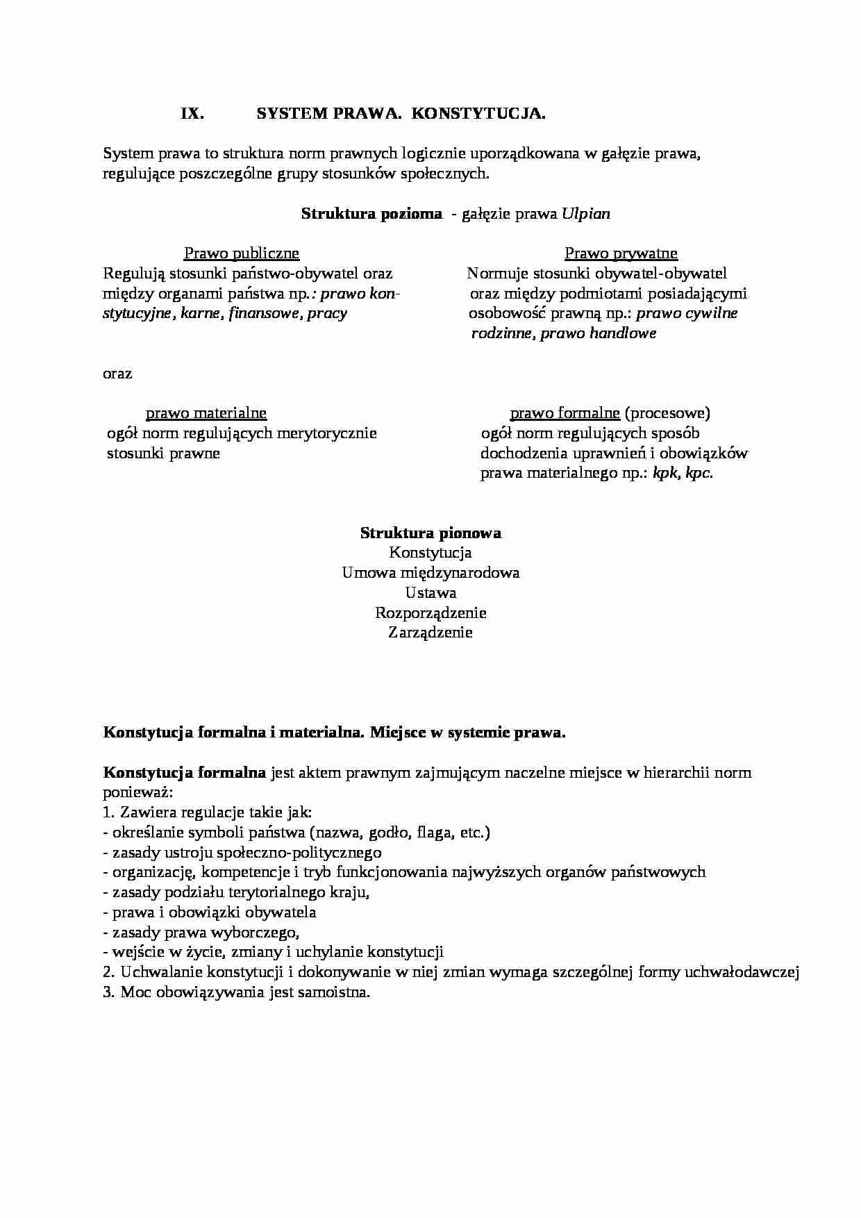 System prawa - Konstytucja. - strona 1