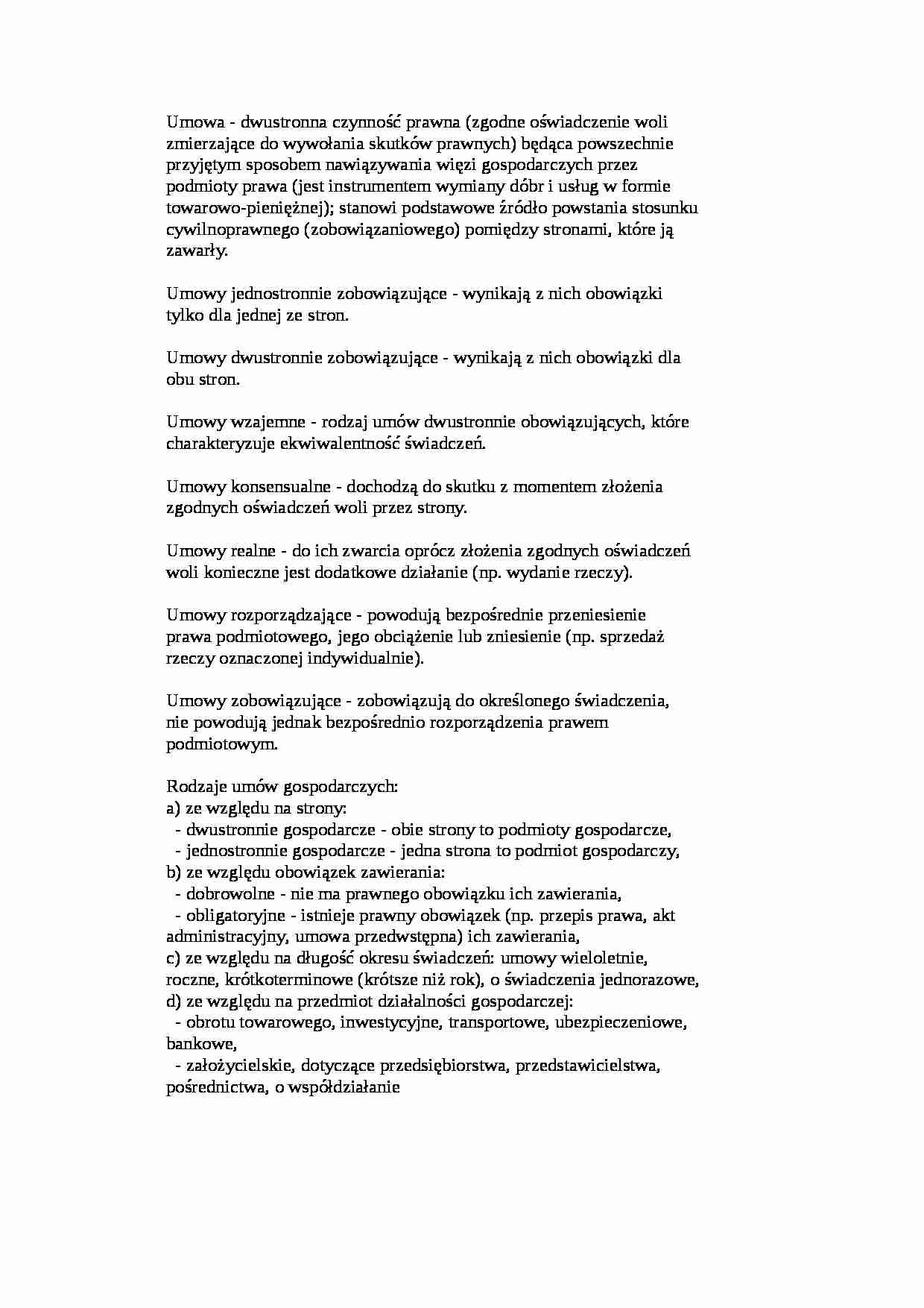 Pojęcie umowy i rodzaje - strona 1