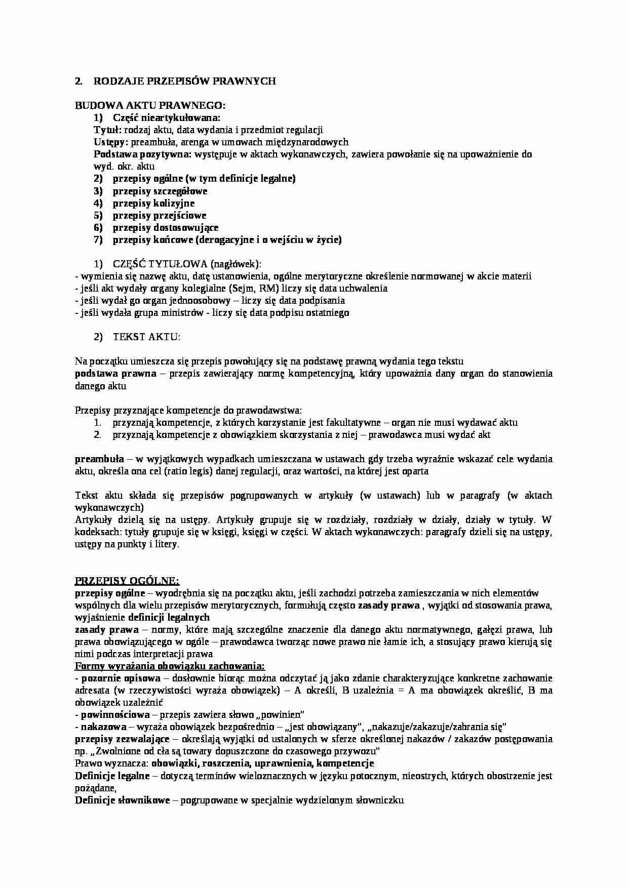 Rodzaje przepisów prawnych - strona 1