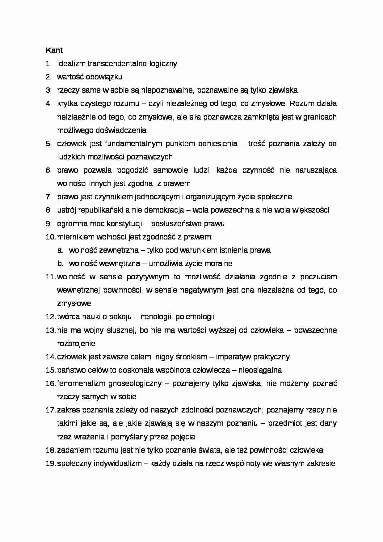 Kant - założenia - strona 1