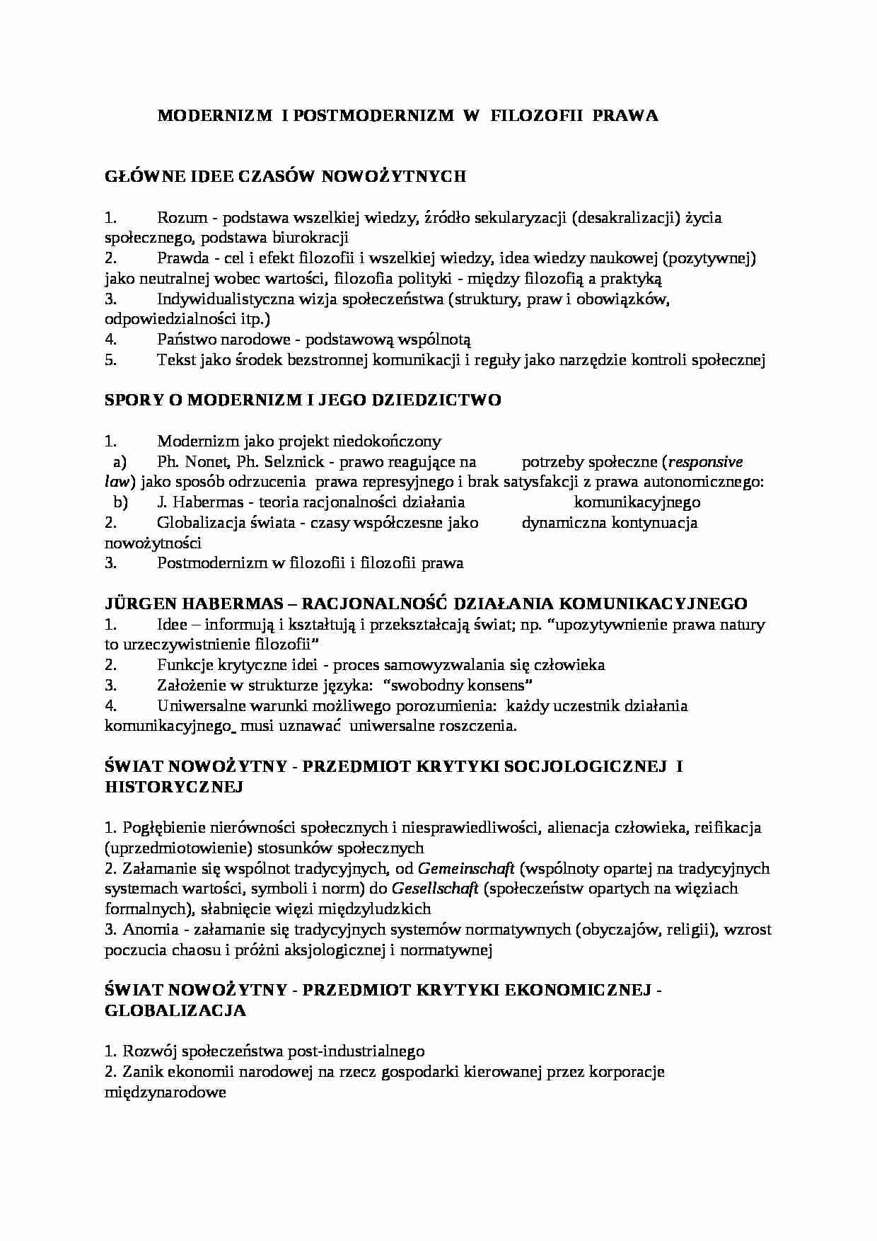 Modernizm i postmodernizm w filozofii prawa - strona 1