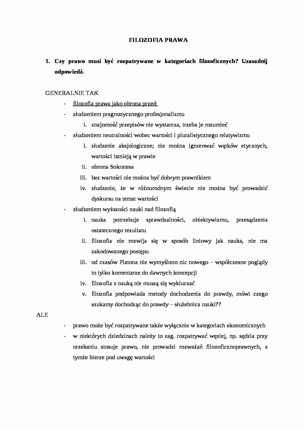 Filozofia prawa -  skrypt - strona 1