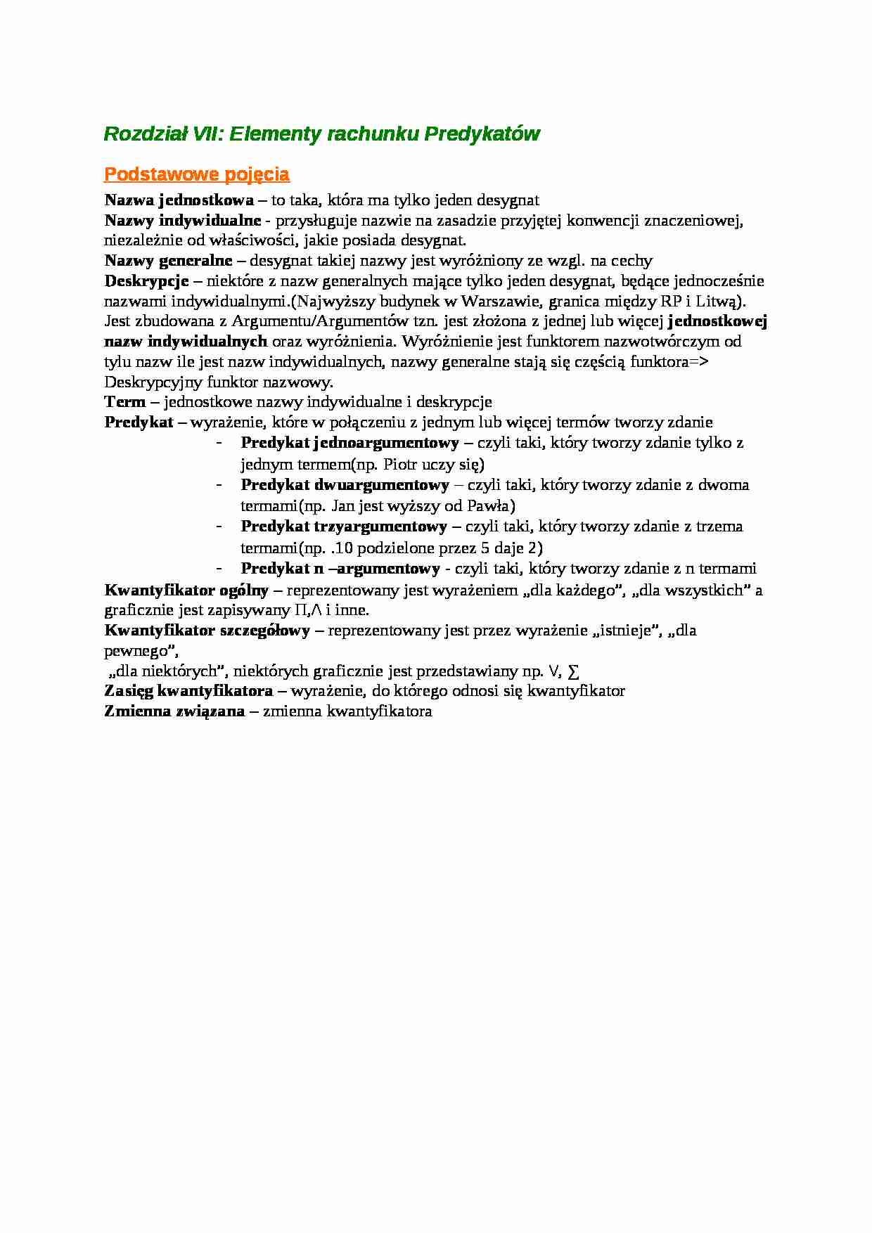 Rachunek predykatów - Nazwa indywidualna - strona 1