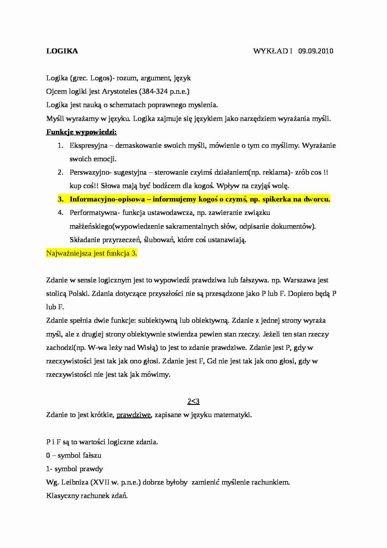 Funkcje wypowiedzi - wykład - strona 1