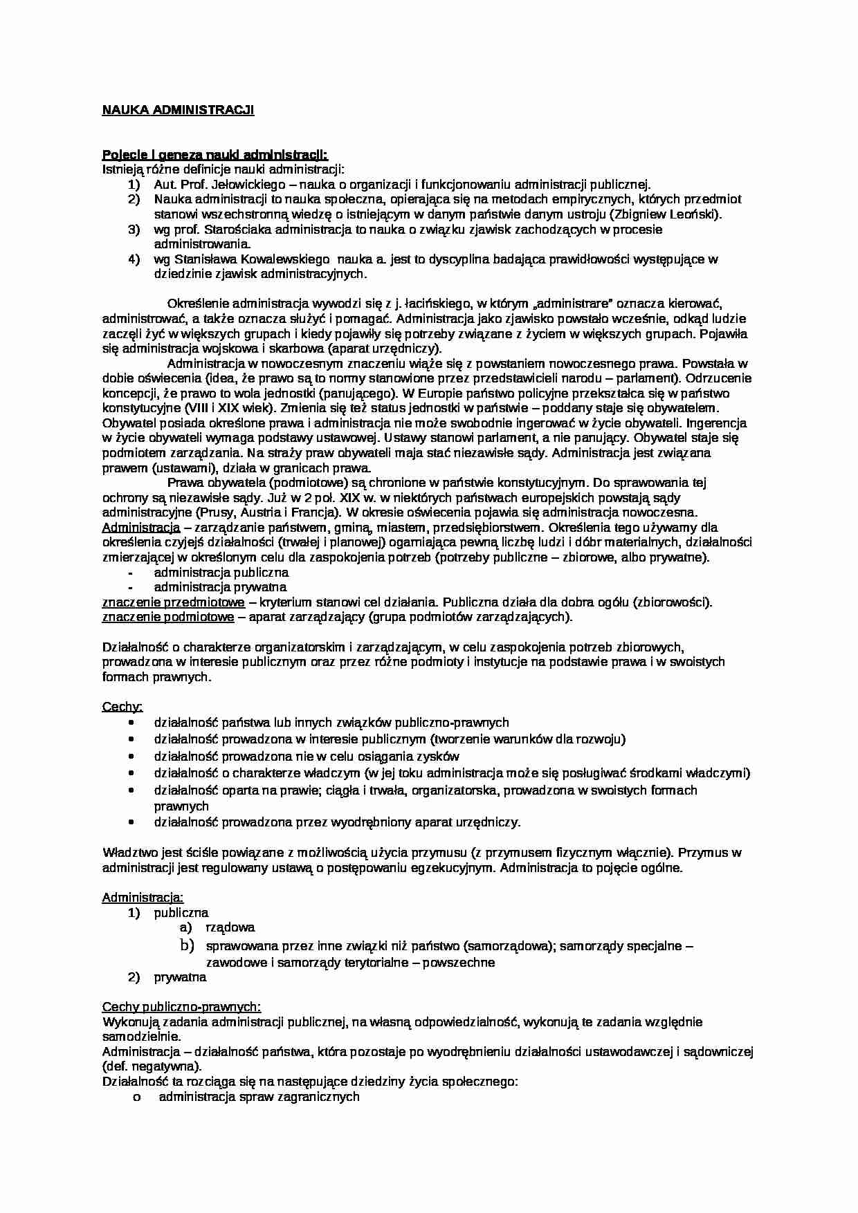 Pojęcie i geneza nauki administracji - strona 1