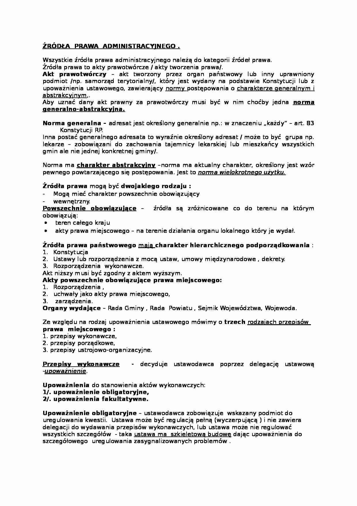 Źródła prawa administracyjnego - strona 1