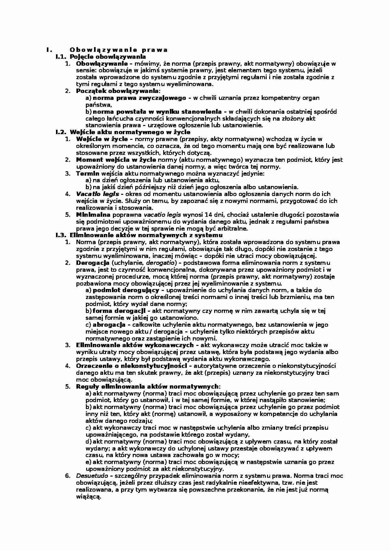 Obowiązywanie prawa - akty normatywne - strona 1