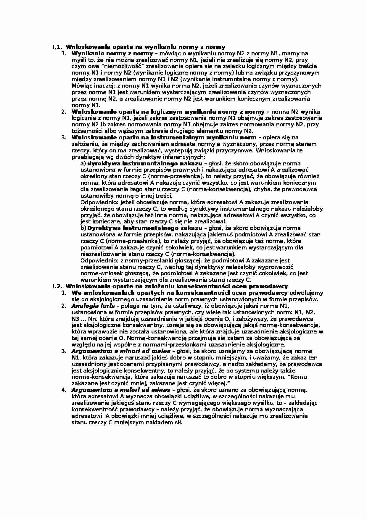 Wnioskowania oparte na wynikaniu normy z normy - strona 1