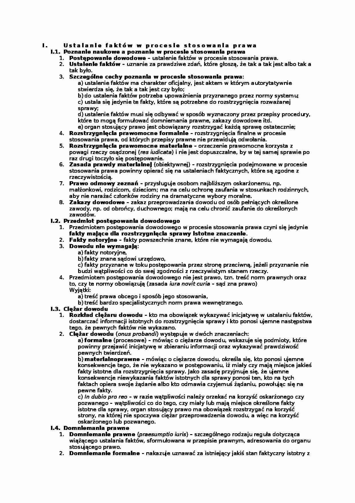 Ustalanie faktów w procesie stosowania prawa - strona 1