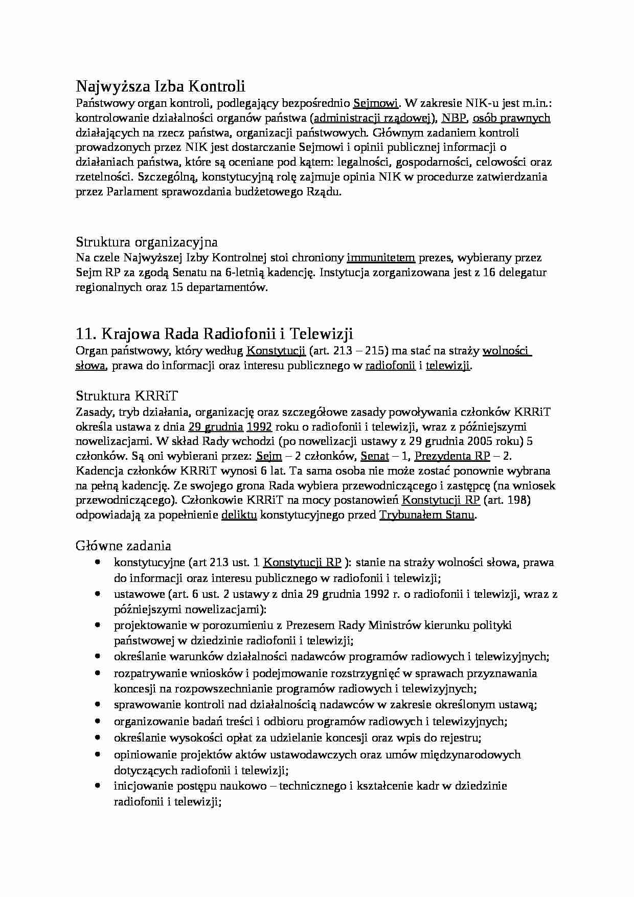 Najwyższa Izba Kontroli - Struktura organizacyjna - strona 1
