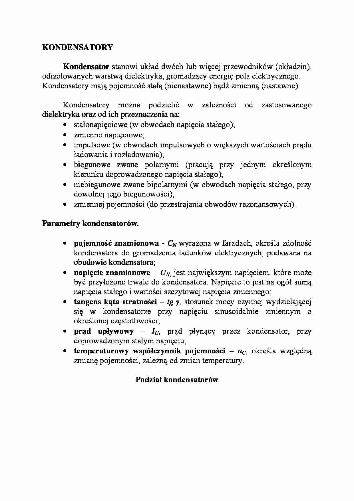 kondensatory -  omówienie tematu  - strona 1