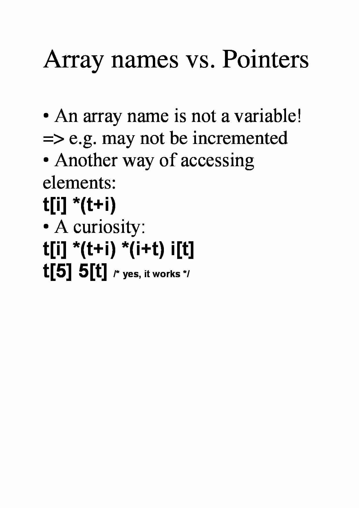 Array names vs pointers - strona 1