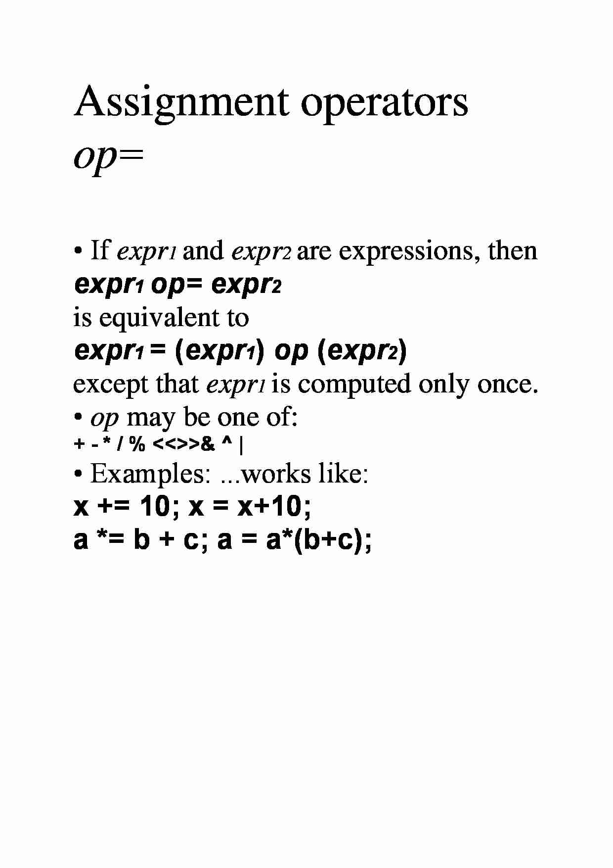 Assignment operators op - strona 1