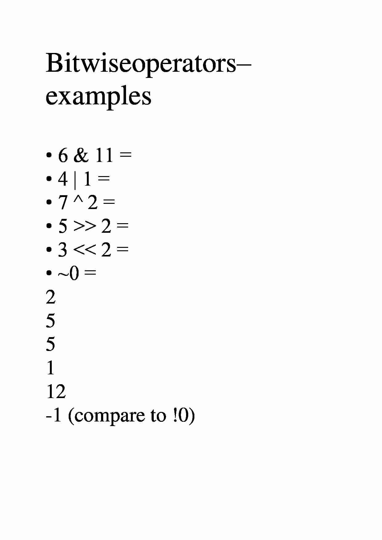 Bitwise operators - examples - strona 1