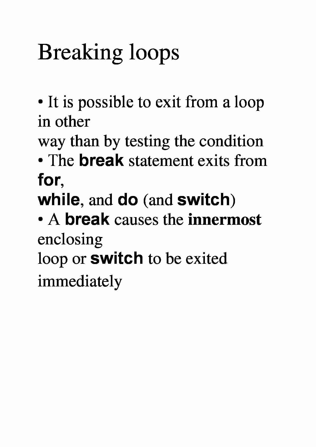 Breaking loops  - examples - strona 1