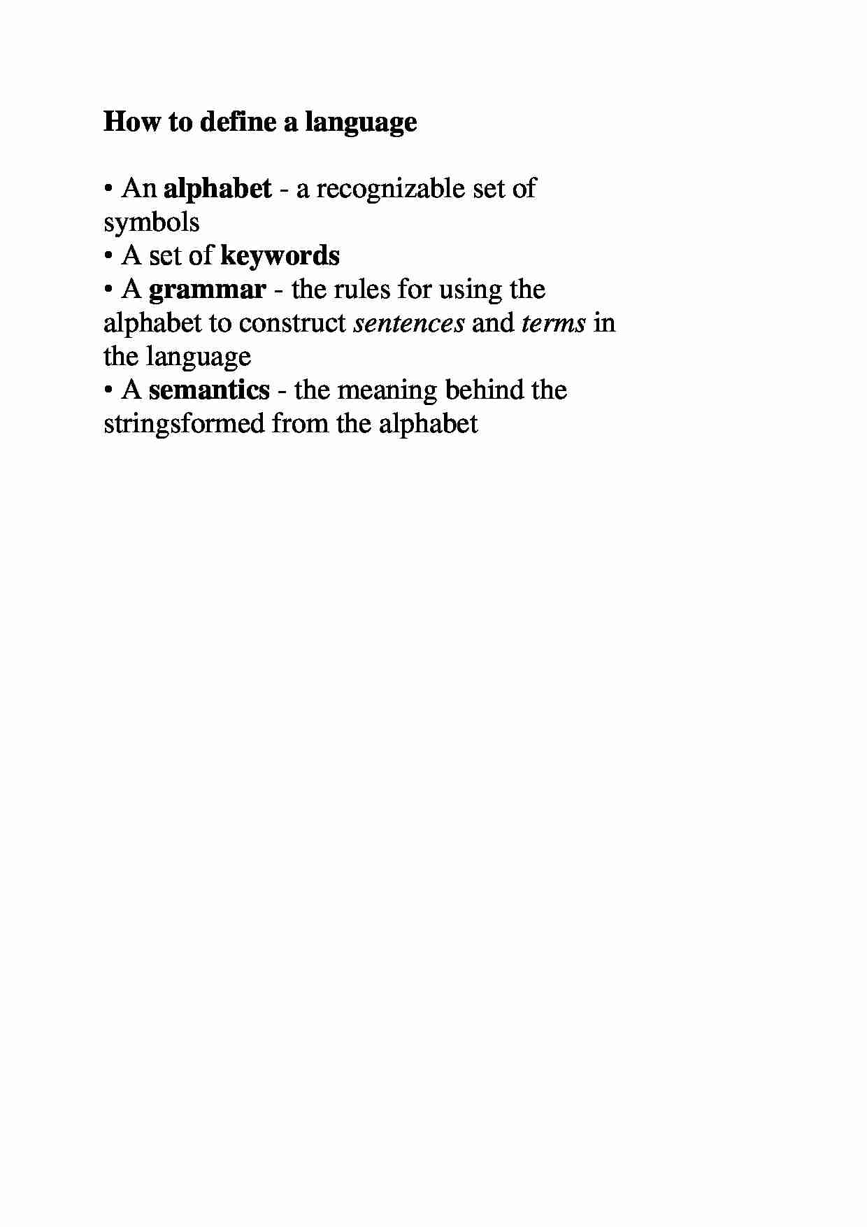 How to define a language - strona 1