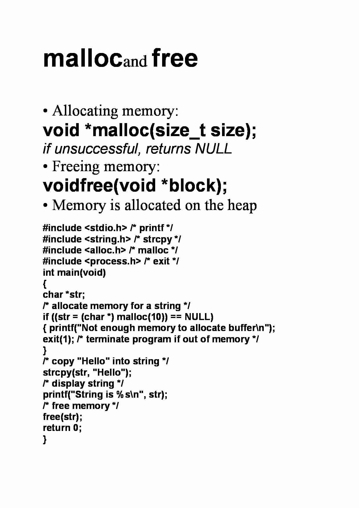 malloc and free  - overview - strona 1