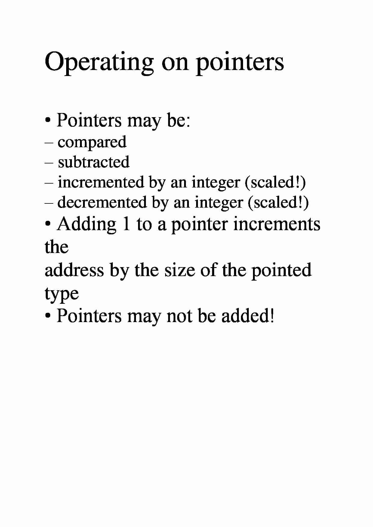 Operating on pointers  - overview - strona 1