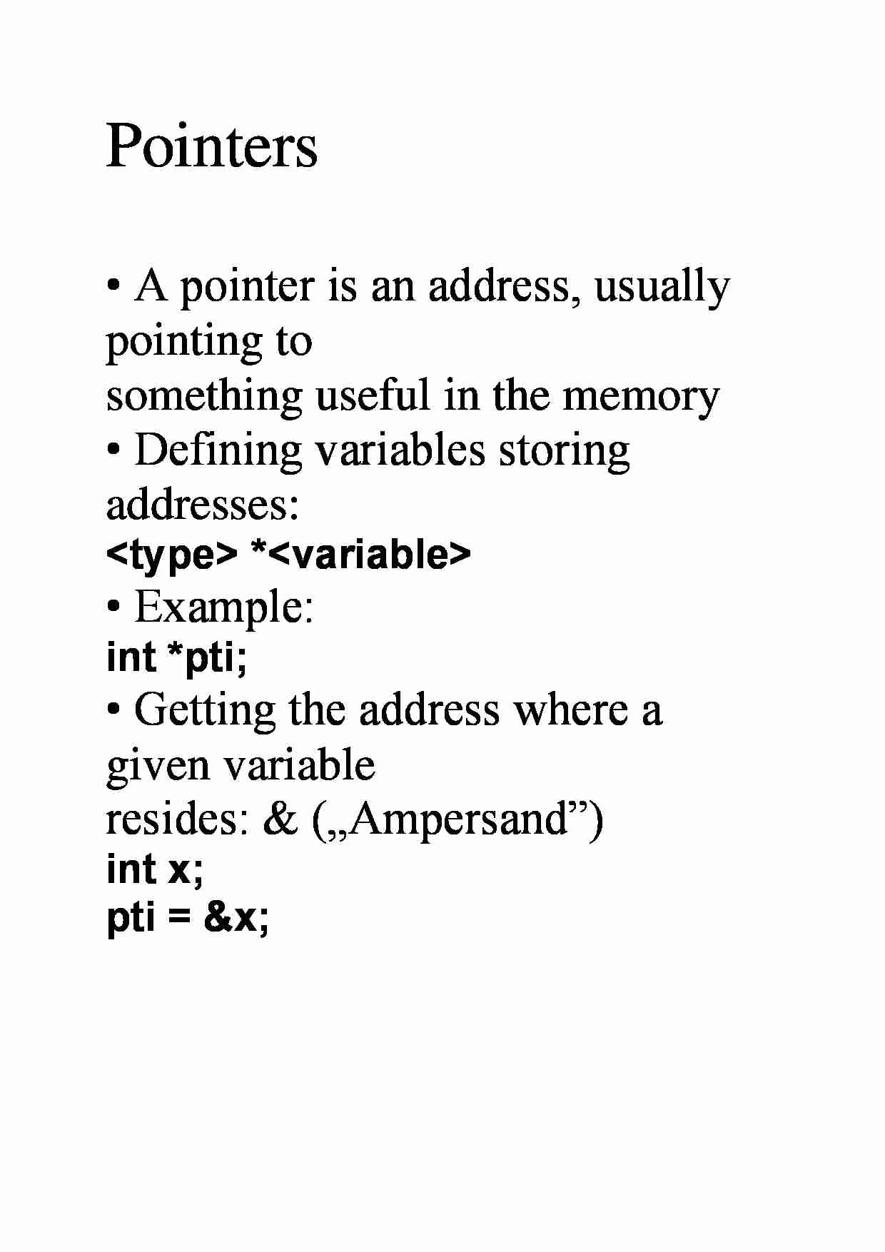 Pointers  - overview - strona 1