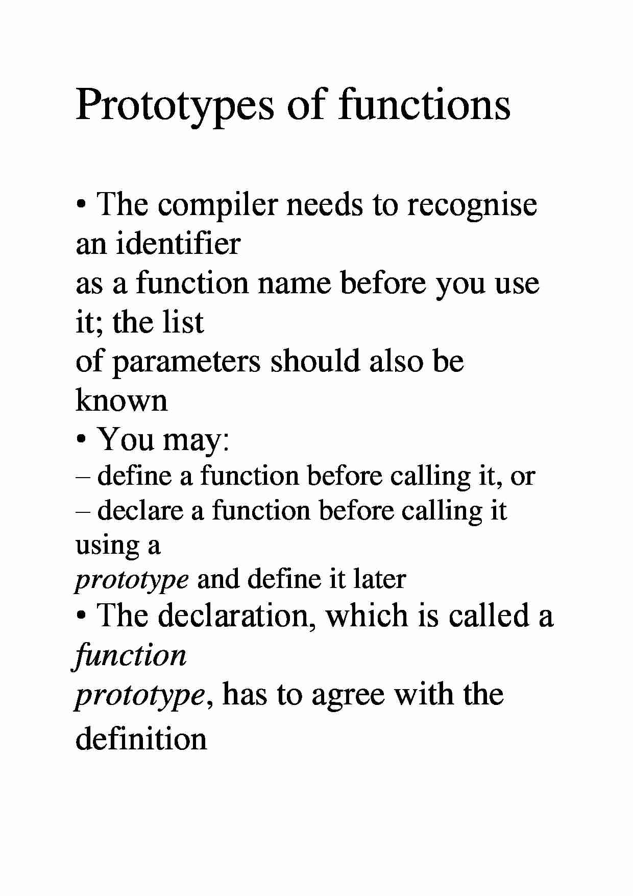 Prototypes of functions  - overview - strona 1