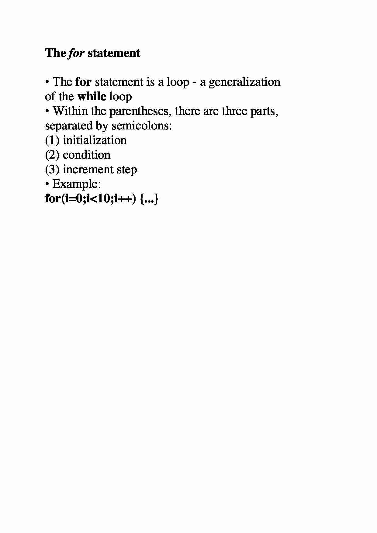 The for statement - strona 1