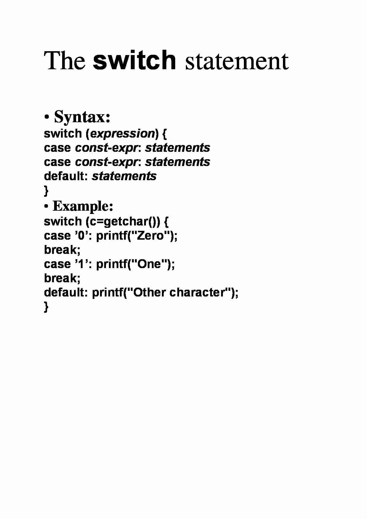 The switch statement - strona 1