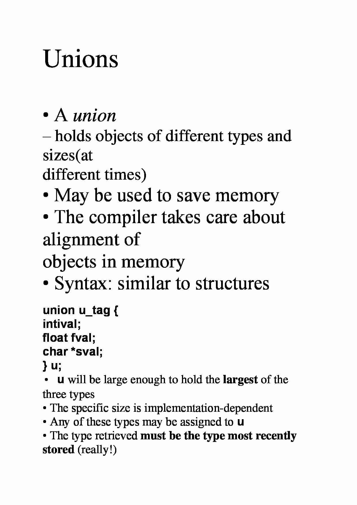 Unions  - overview - strona 1