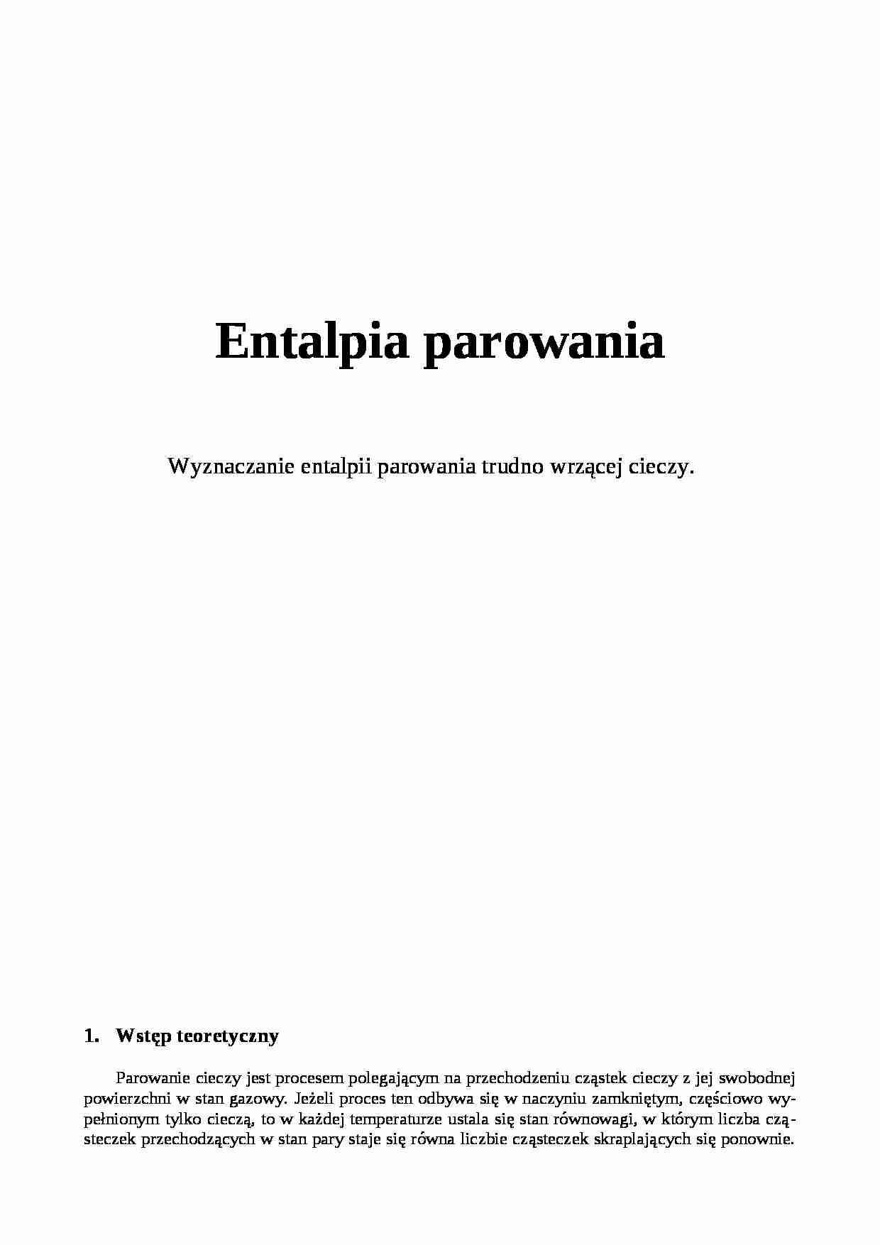 Entalpia parowania - omówienie zagadnienia - strona 1
