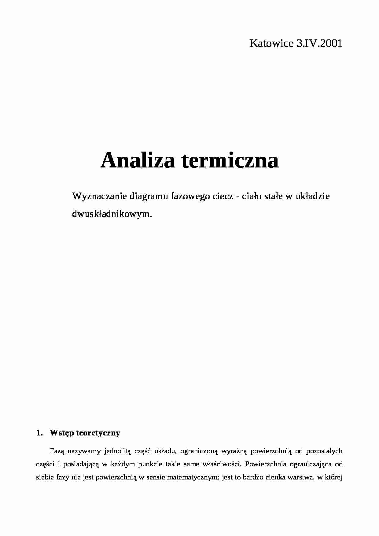 Analiza termiczna - omówienie zagadnienia - strona 1
