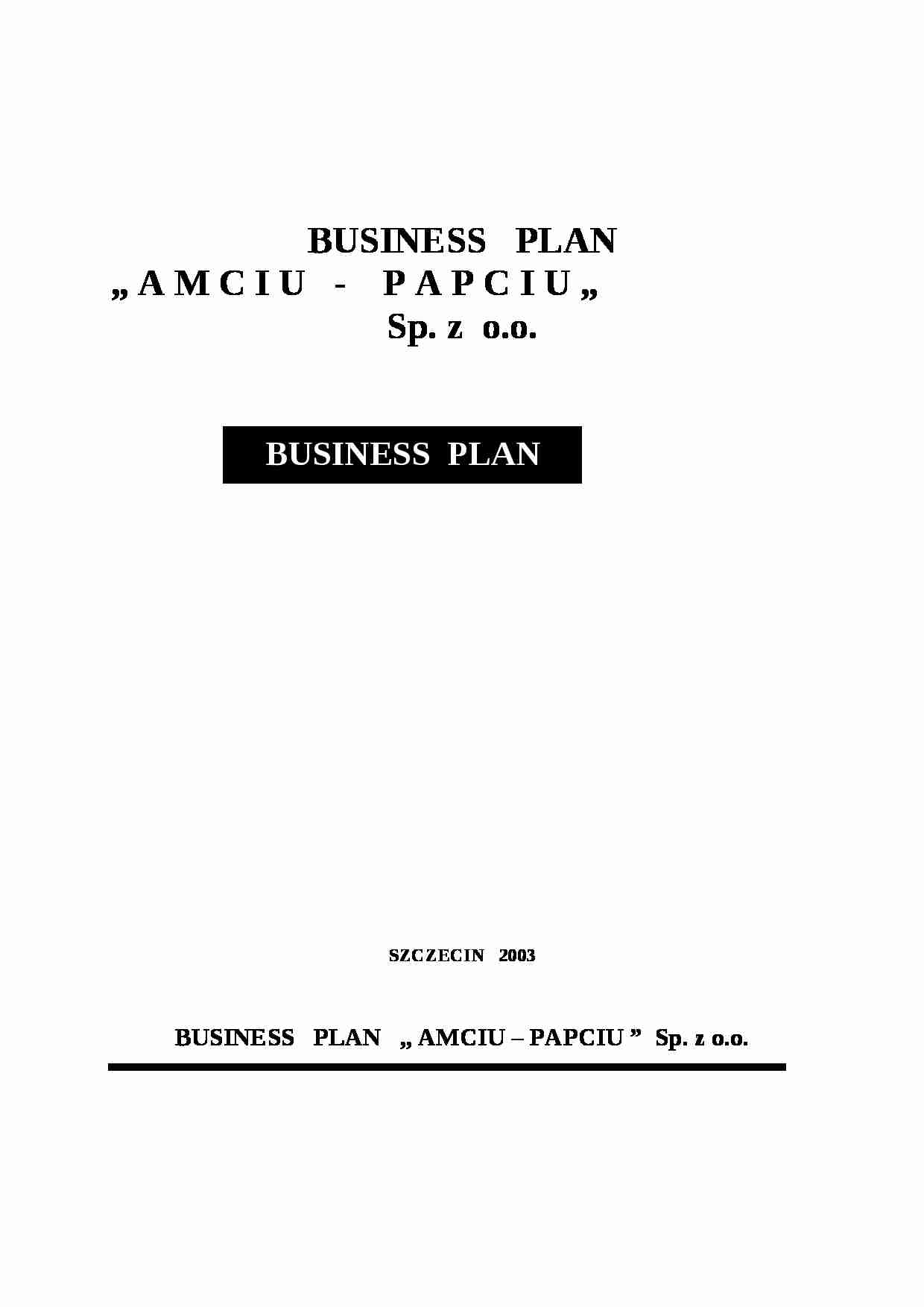 Biznes plan spółki z o.o. żywność - strona 1