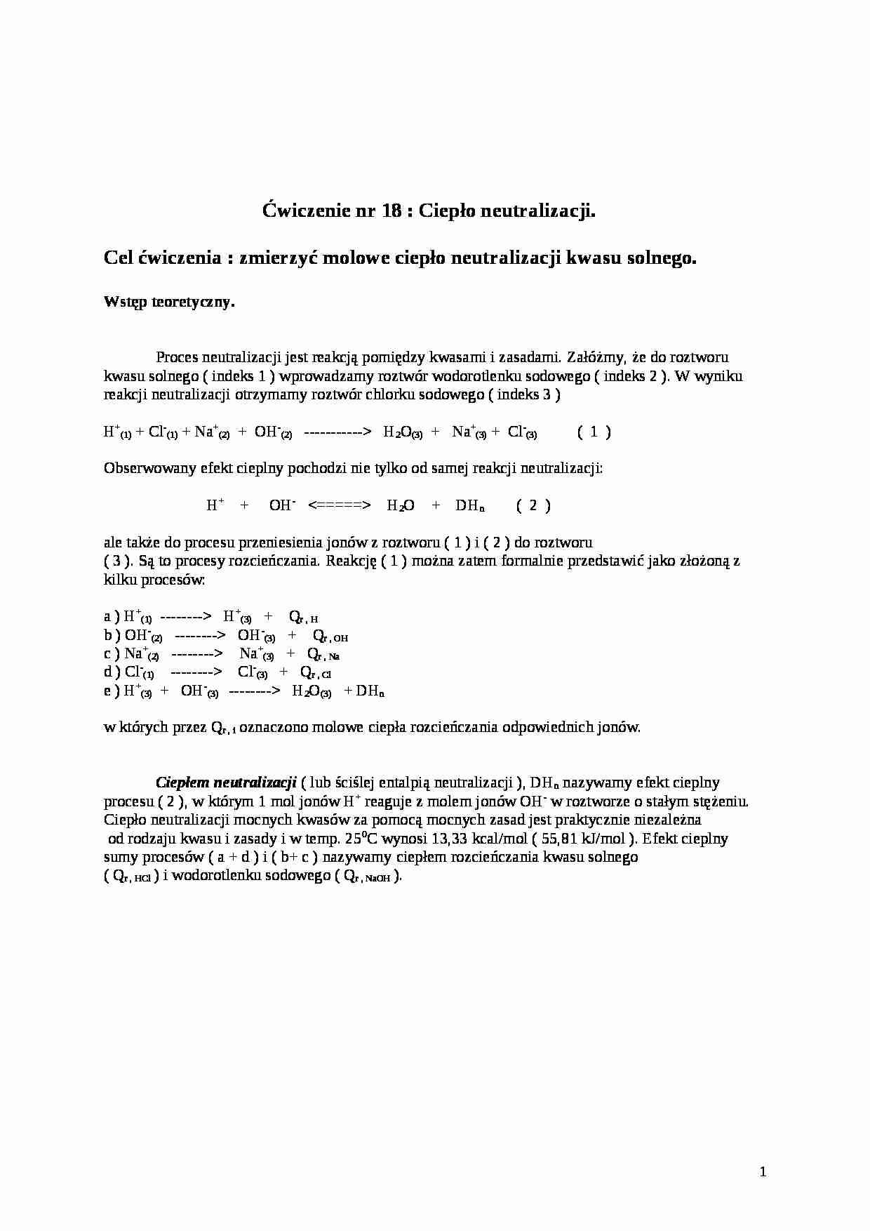 Ciepło neutralizacji - strona 1