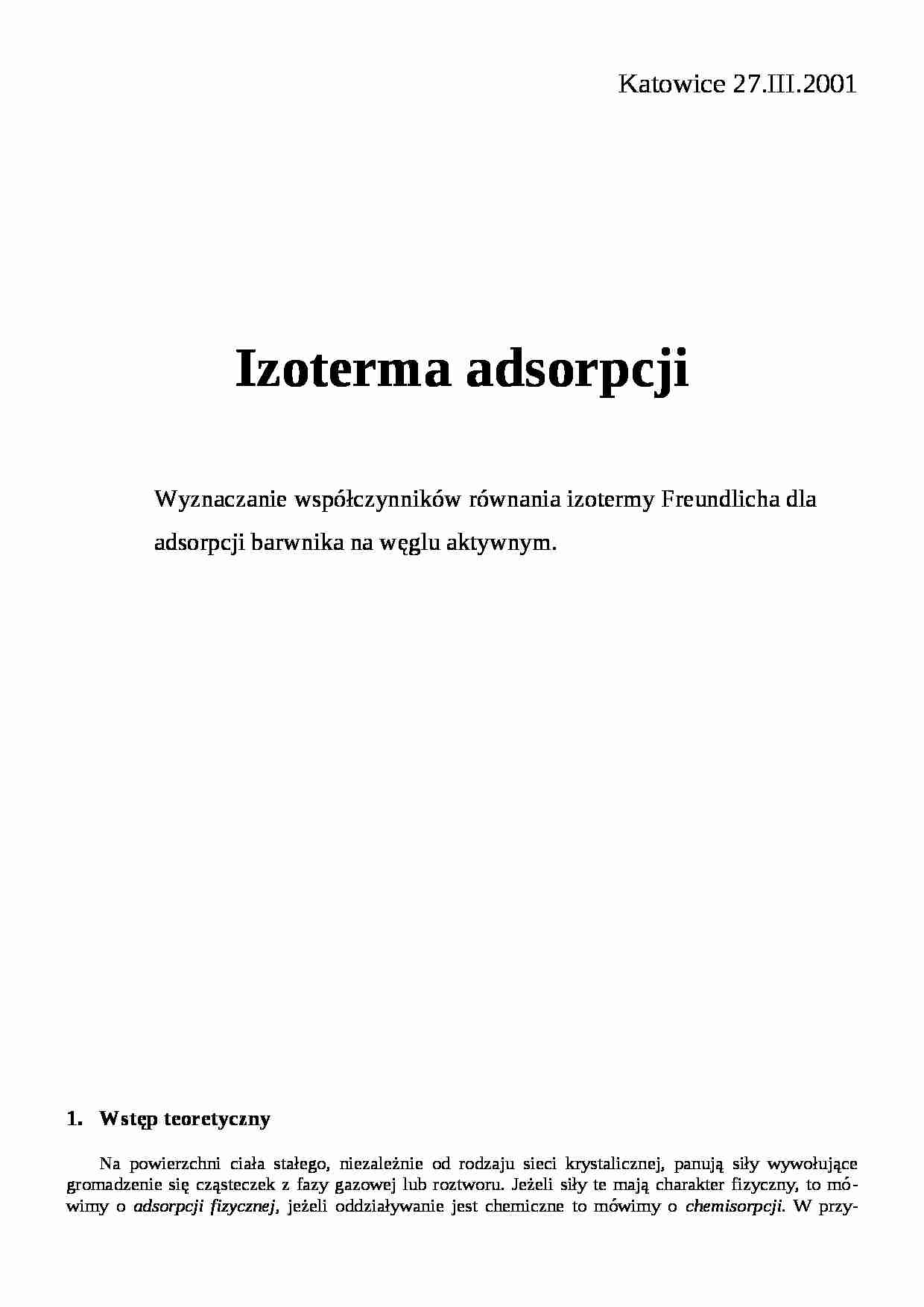 Izoterma adsorbcji - omówienie - strona 1