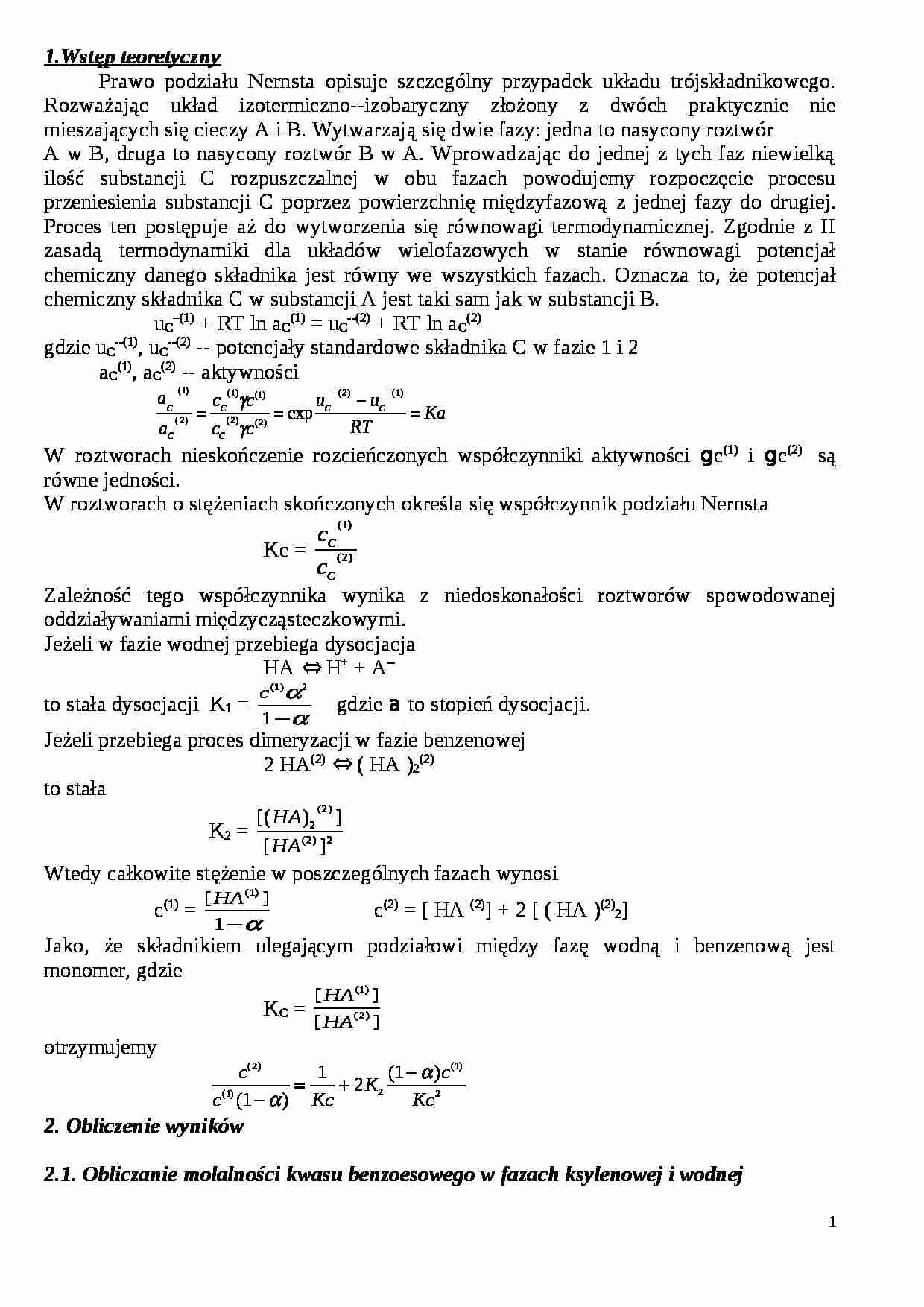 Prawo podziału Nernsta - strona 1