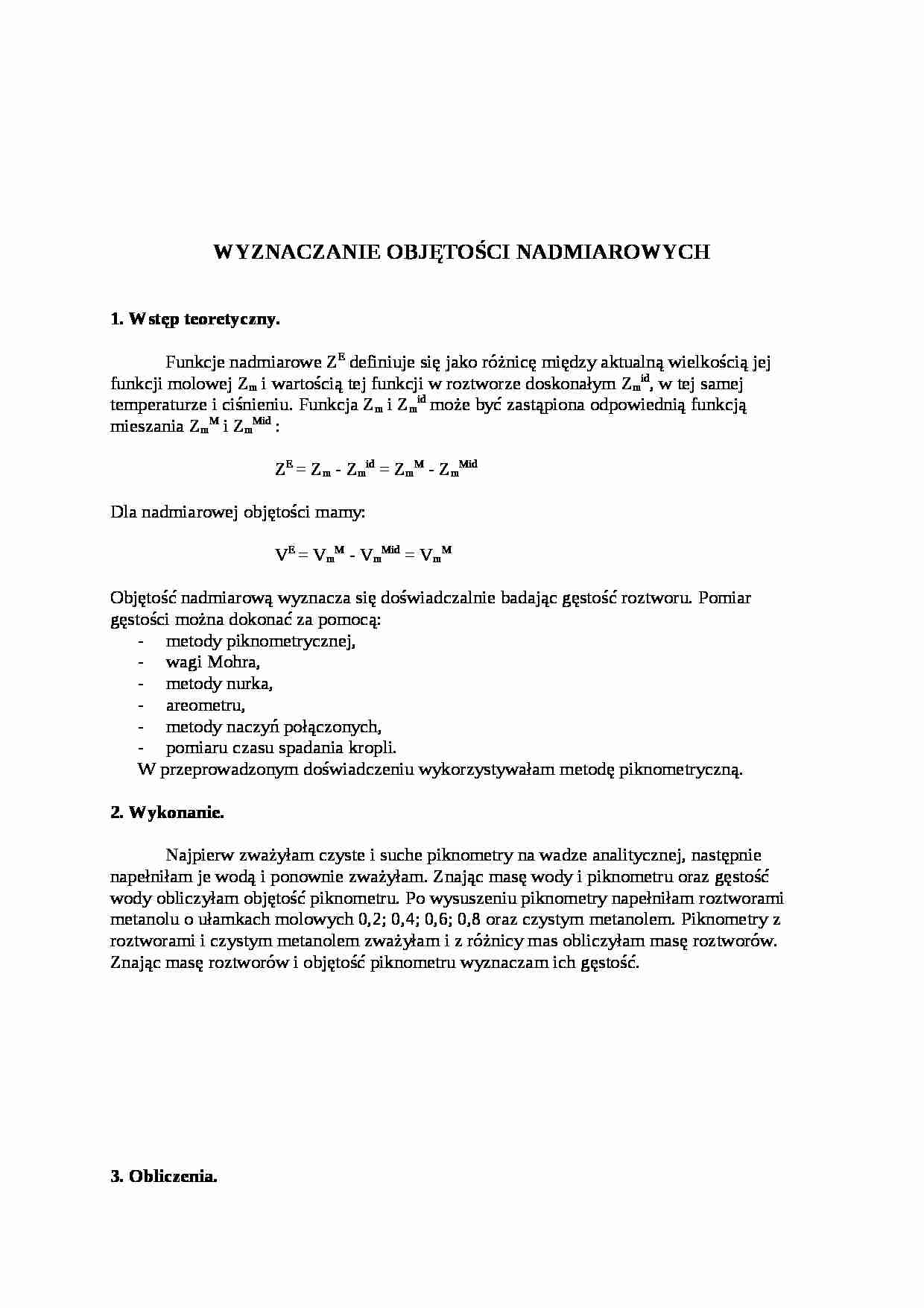 Wyznaczanie objętości nadmiarowych - strona 1