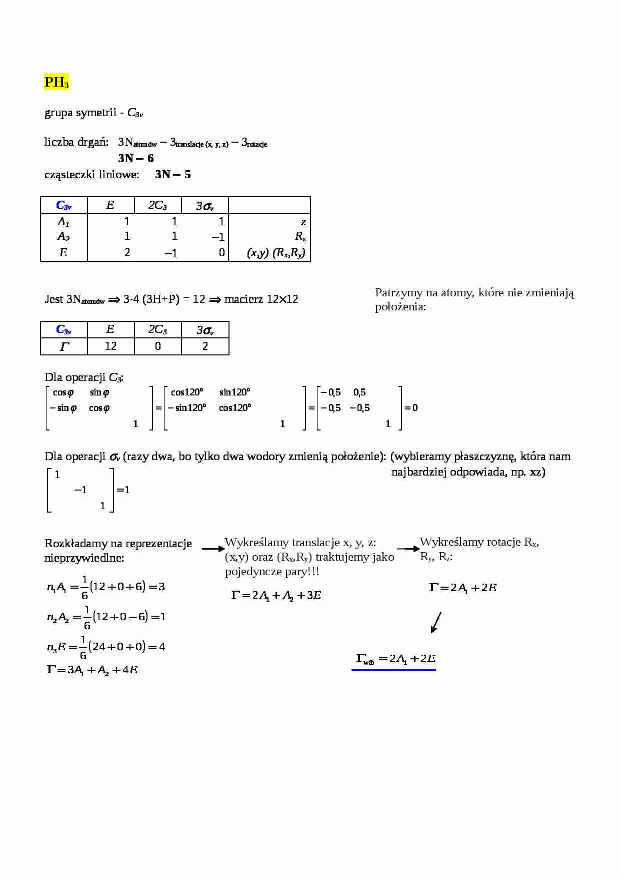 PH3-wyznaczanie symetrii drgań - strona 1