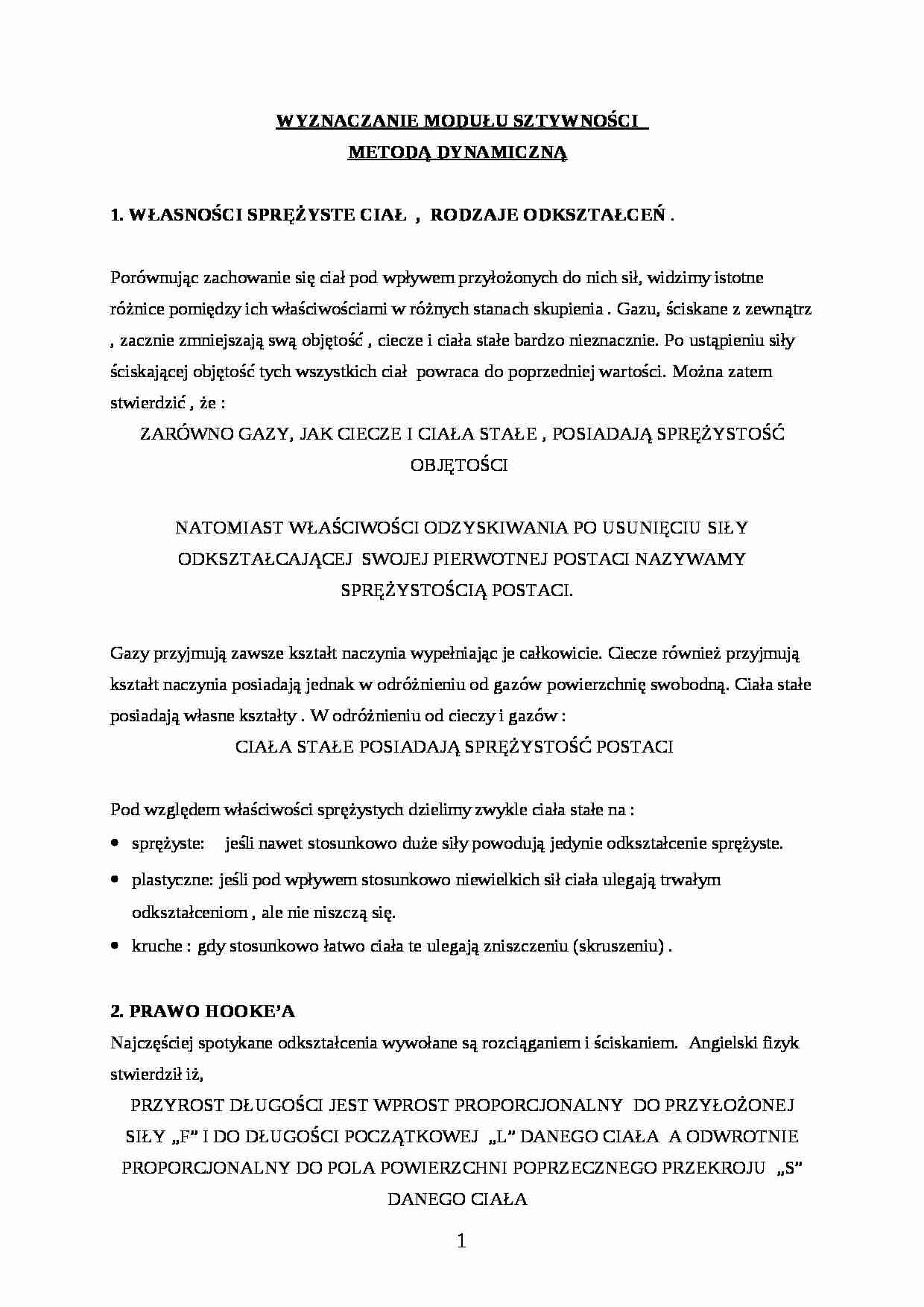 Wyznaczanie modułu sztywności - strona 1
