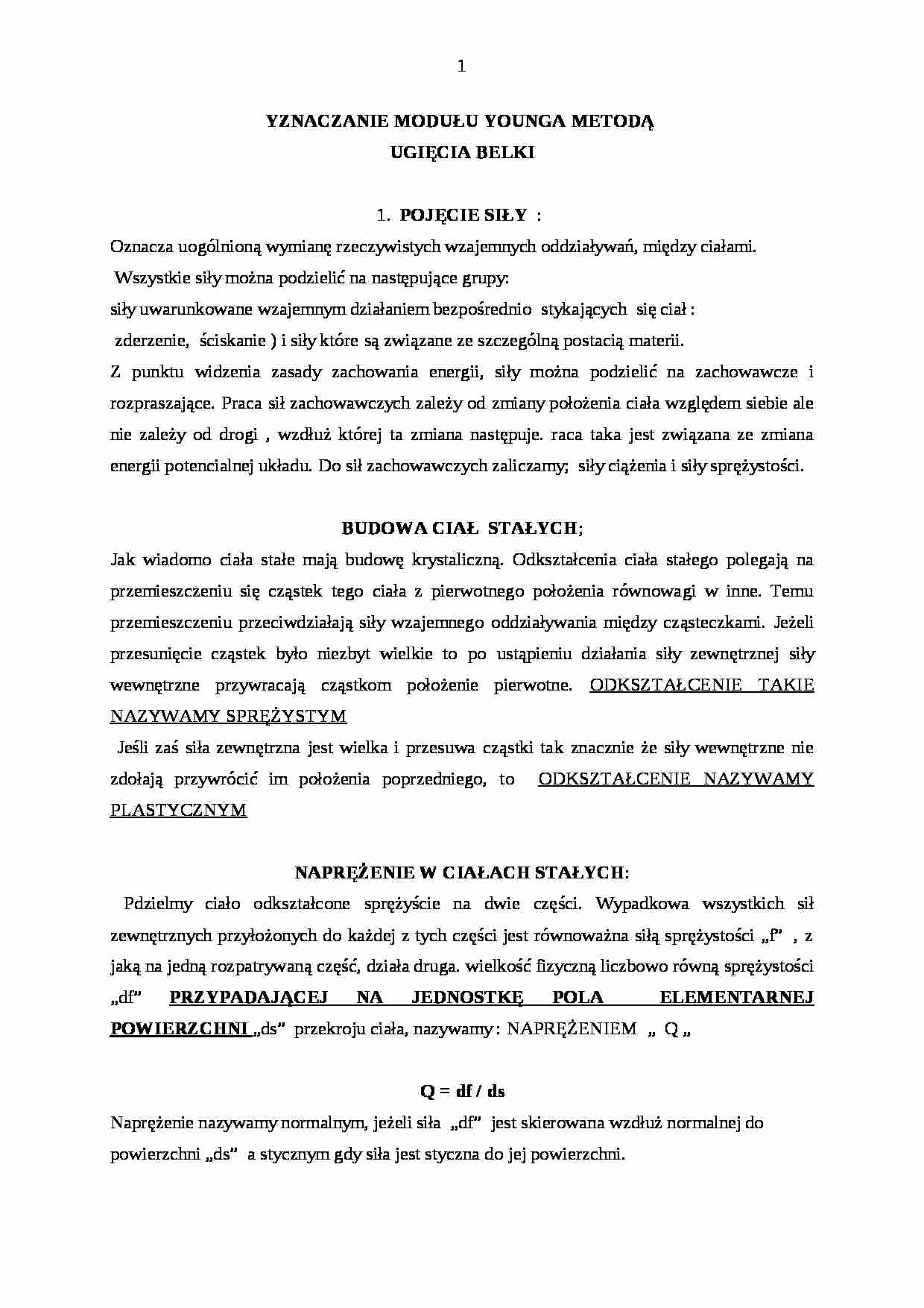 Wyznaczanie modułu younga - strona 1