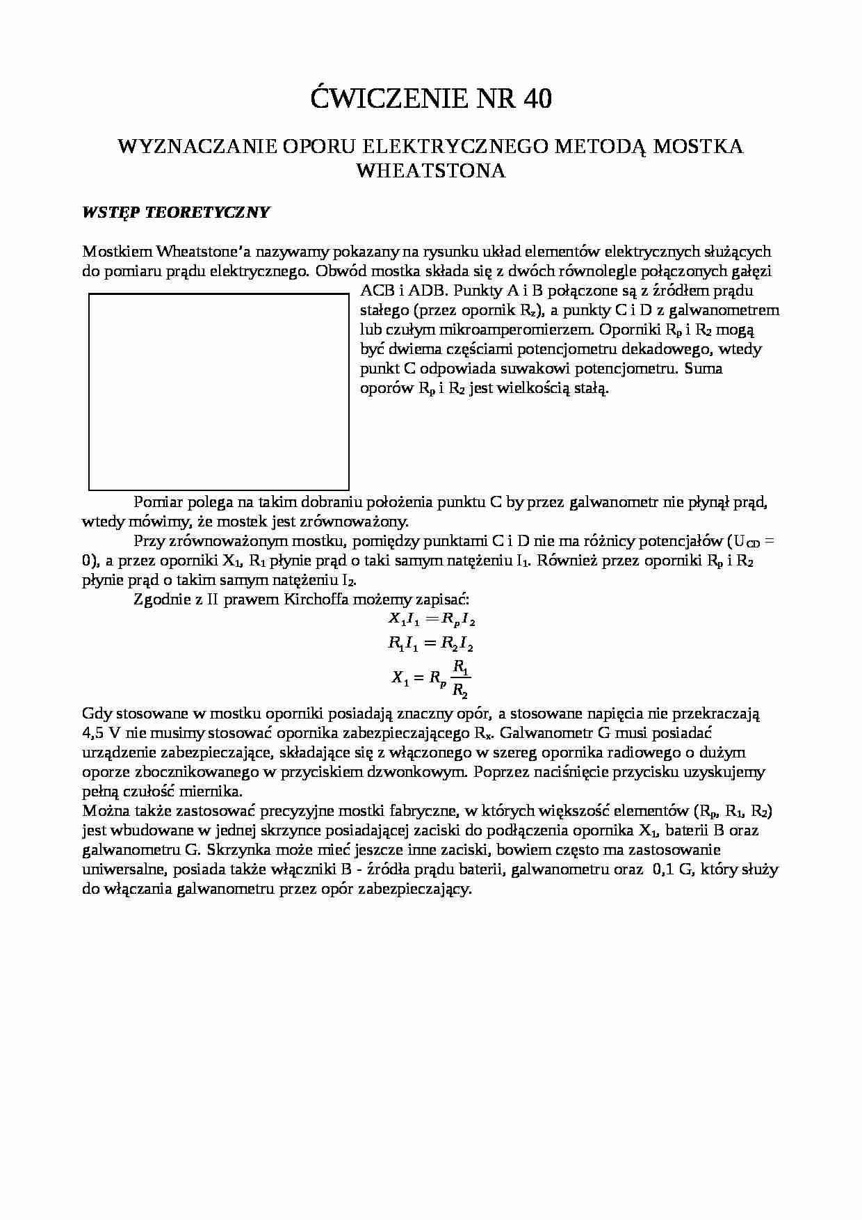 Wyznaczanie oporu elektrycznego  - strona 1