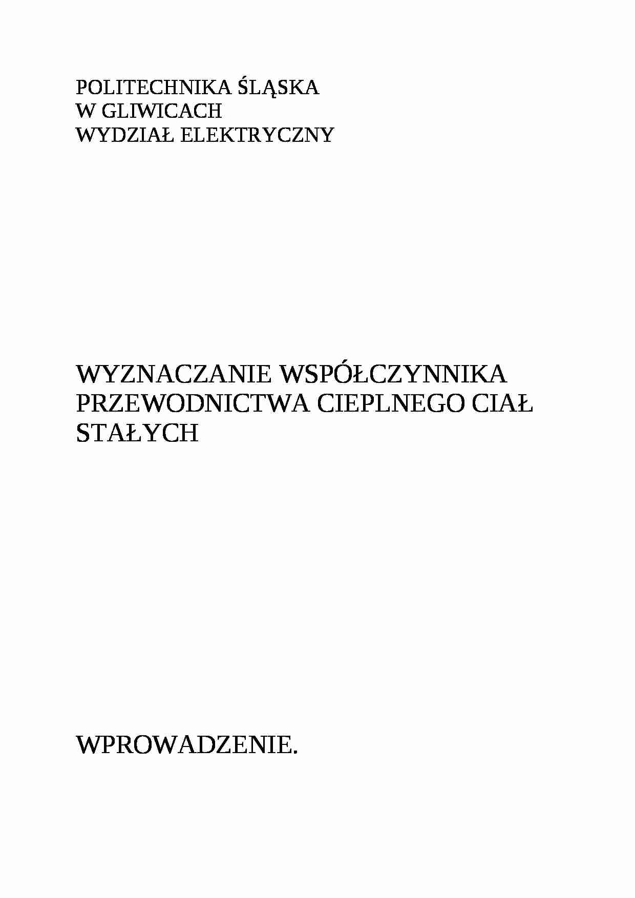 wyznaczanie współczynnika cieplnego ciał stałych - strona 1
