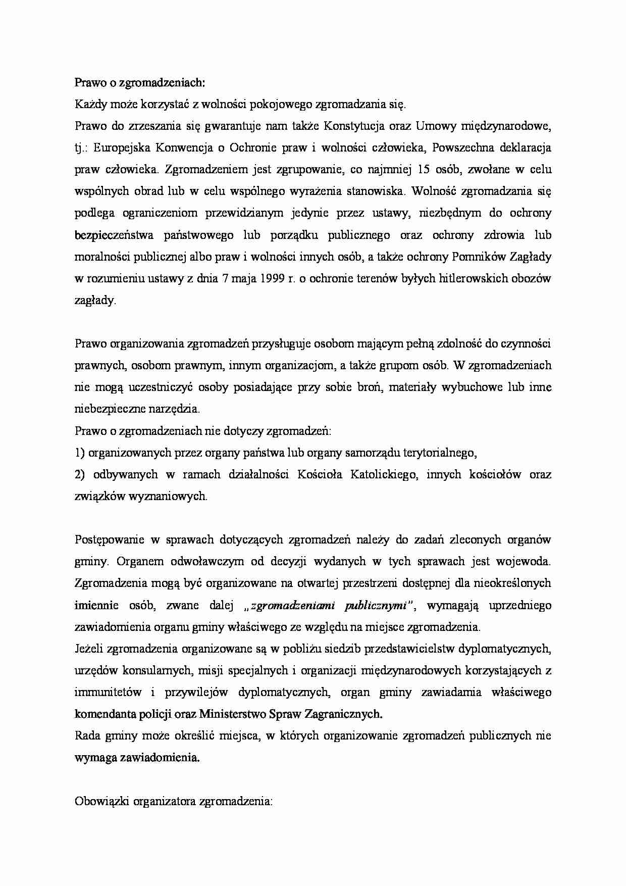 Prawo o zgromadzeniach - strona 1