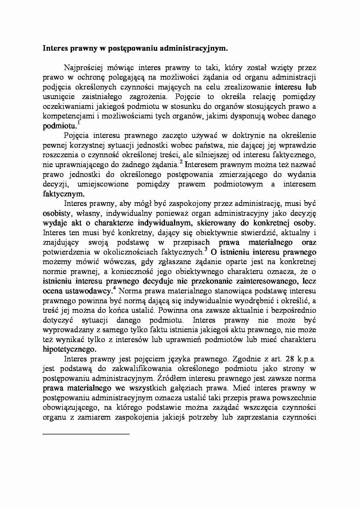 Interes prawny w postępowaniu administracyjnym - strona 1