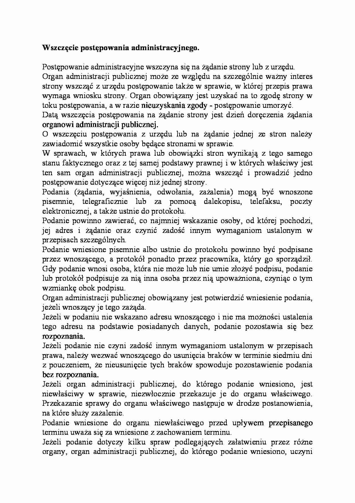 Wszczęcie postępowania administracyjnego - strona 1