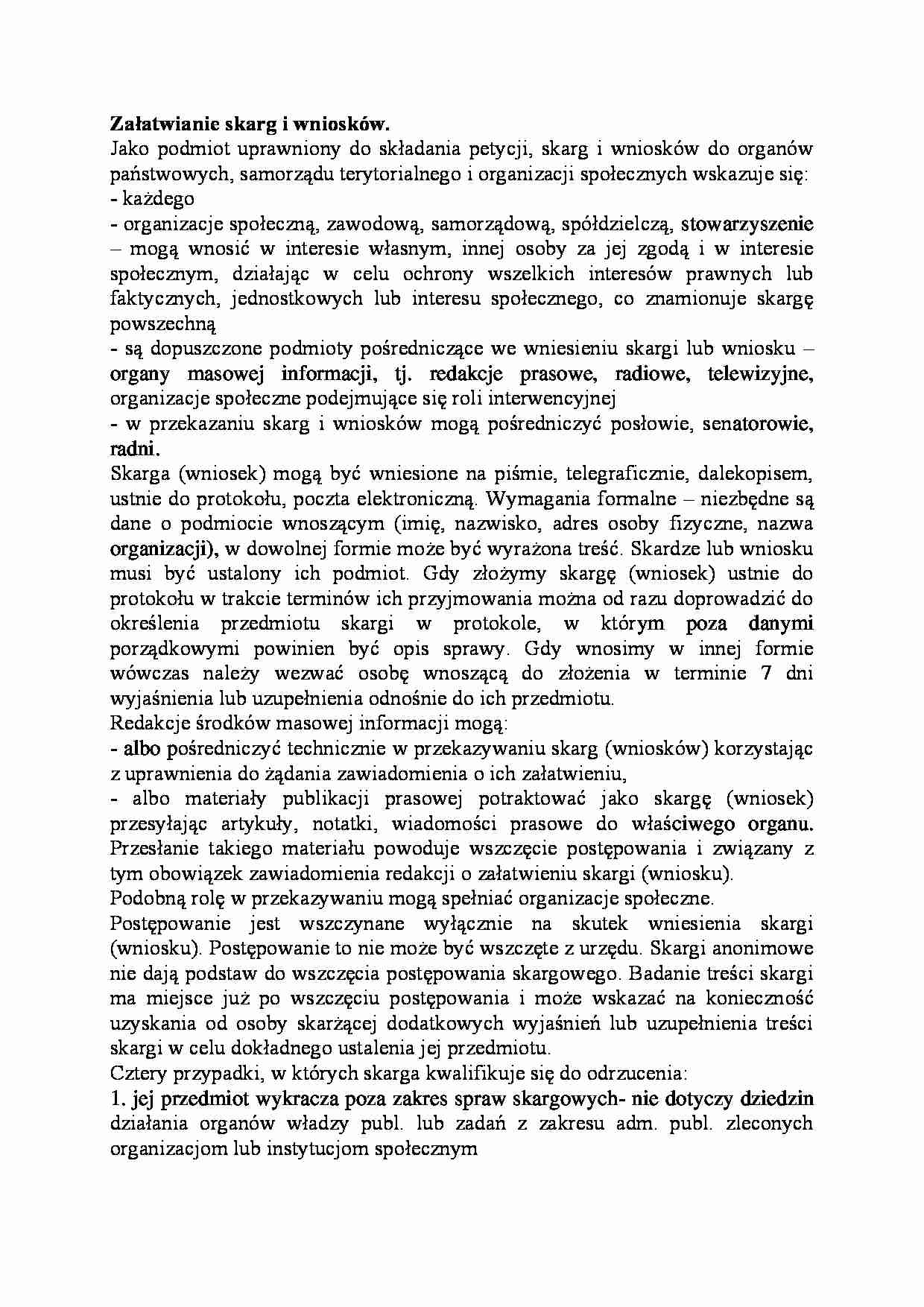Załatwianie skarg i wniosków - strona 1