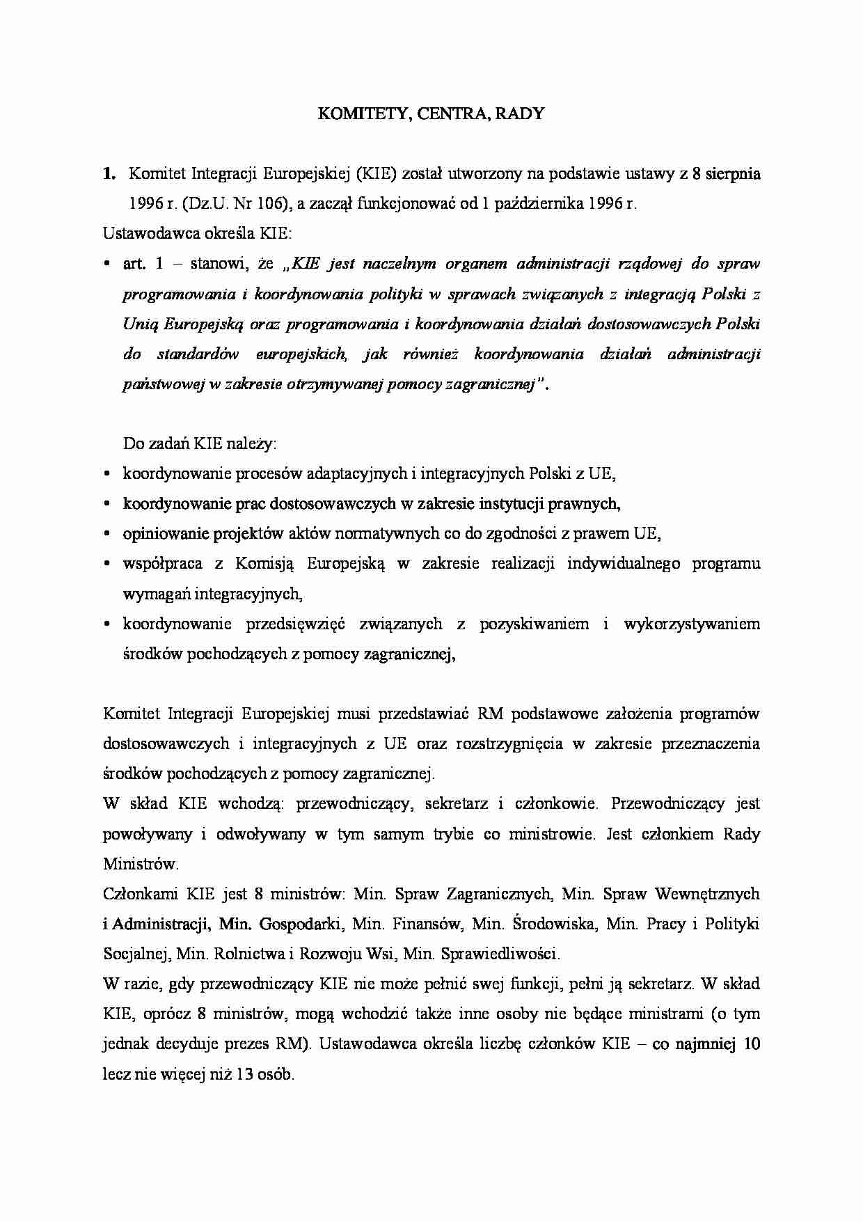 Komitety, centra, rady  - strona 1