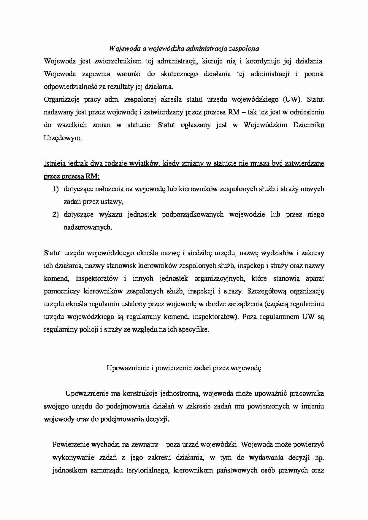 Wojewoda a wojewódzka administracja zespolona - strona 1