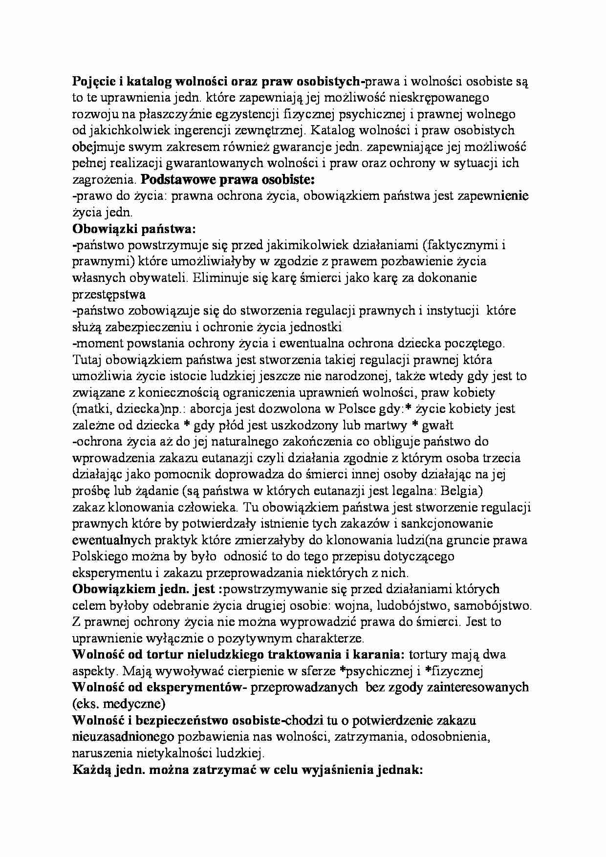 Wolności i prawa osobiste  - strona 1