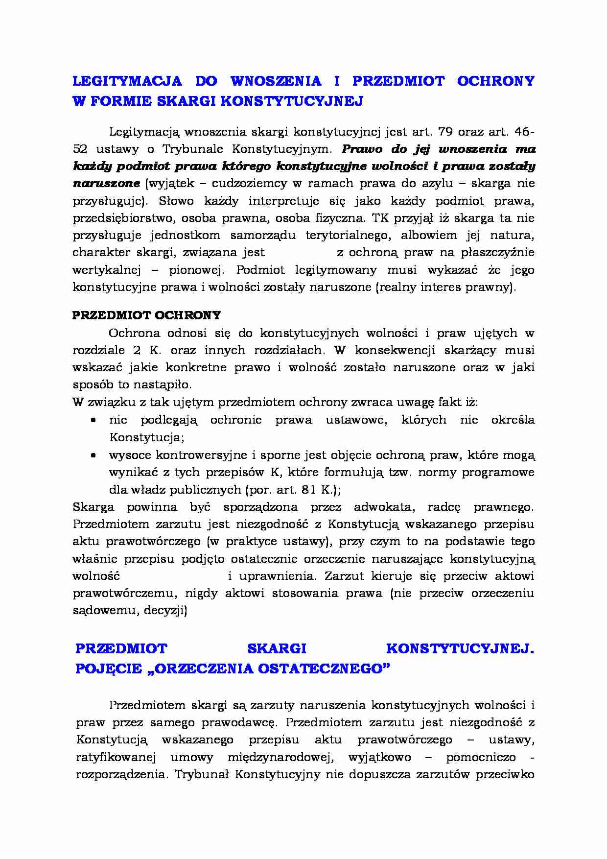 Skarga konstytucyjna  - strona 1