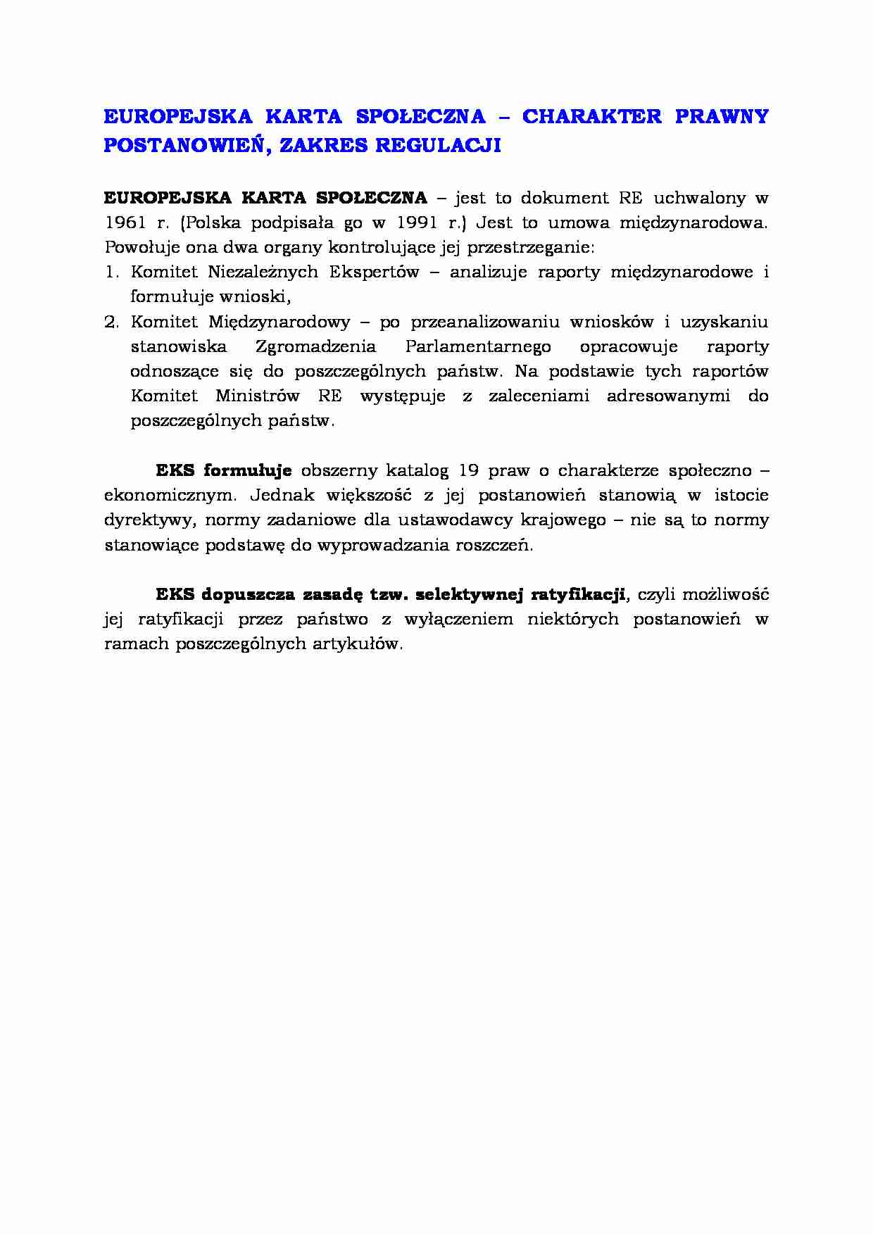 Europejska Karta Społeczna  - strona 1